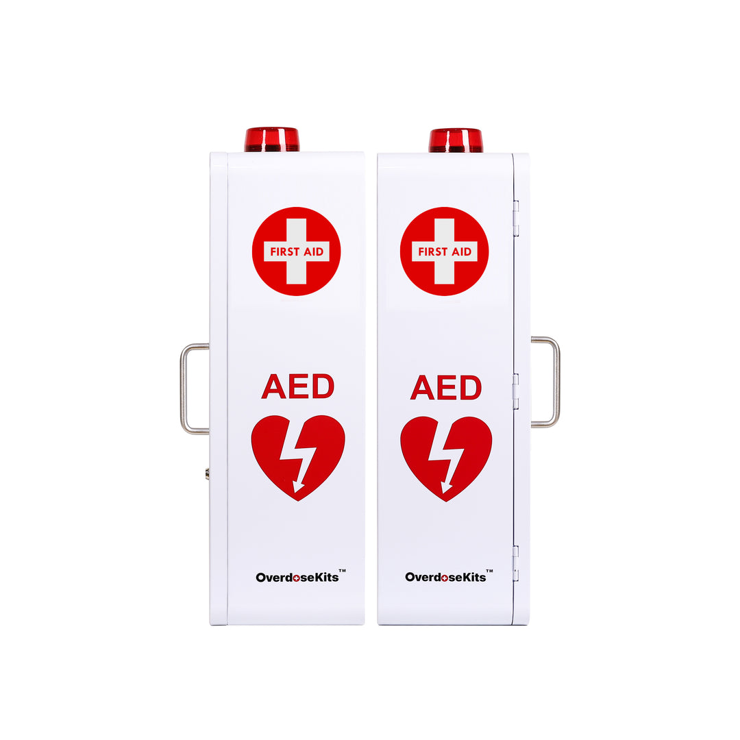 Emergency Medical Station Wall Mount Cabinet Box | Storage for AED, Naloxone, Bleeding Control & First Aid Kits