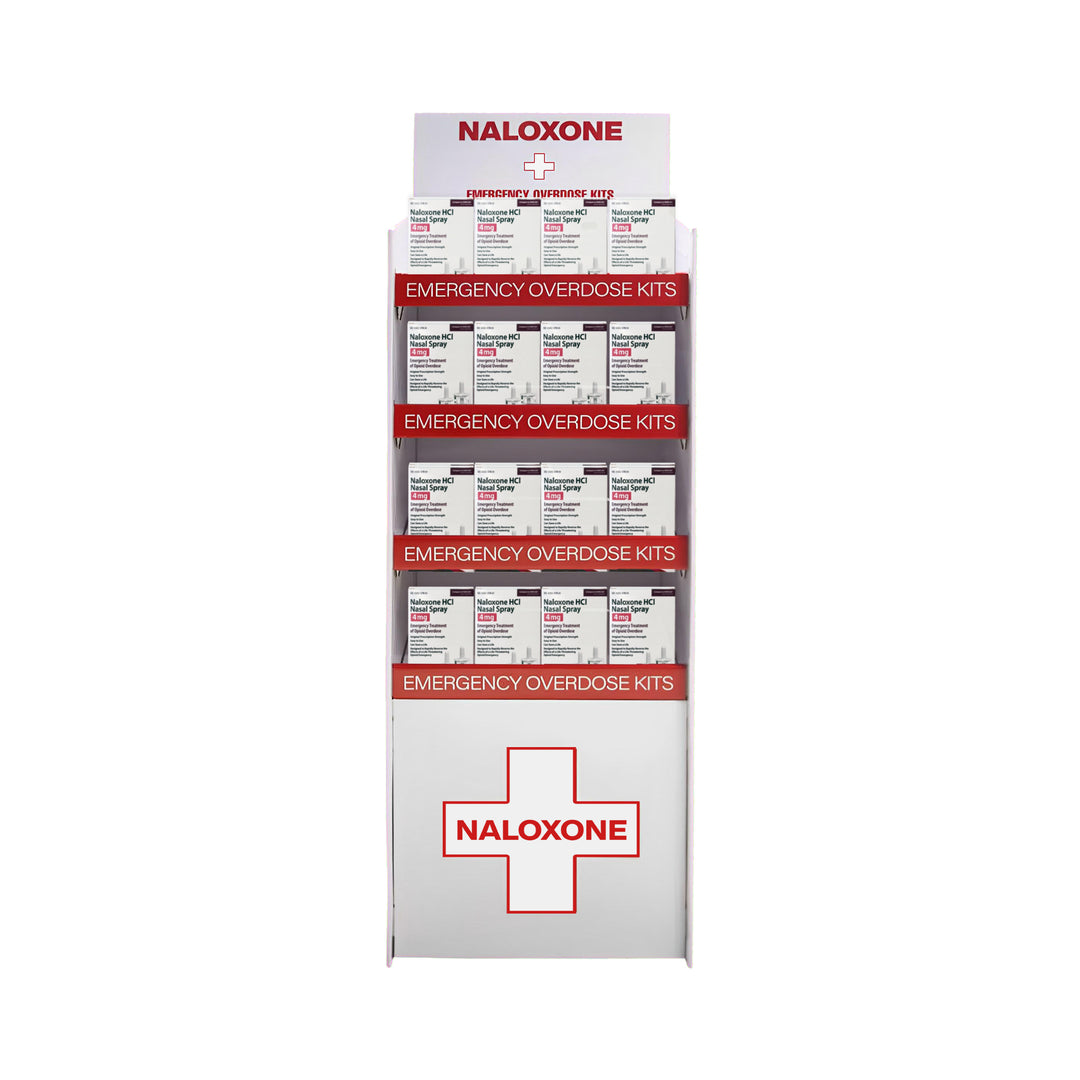 Naloxone Distribution Floor Stand - Holds 100 Boxes of Naloxone