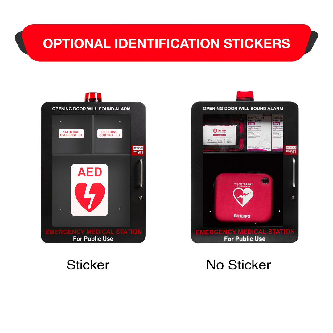 Emergency Medical Station Wall Mount Cabinet Box | Storage for AED, Naloxone, Bleeding Control & First Aid Kits