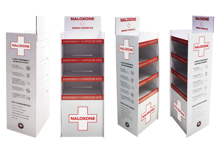 Naloxone Distribution Floor Stand - Holds 100 Boxes of Naloxone