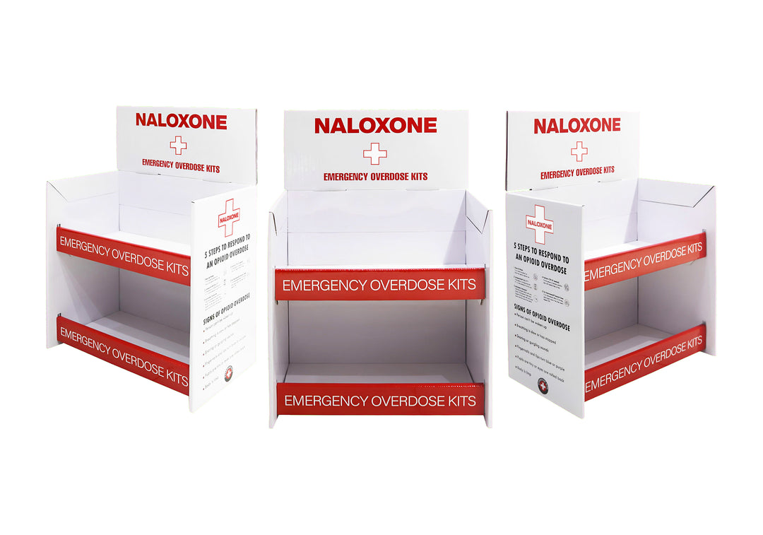 Naloxone Distribution Tabletop Stand - Holds 24 Boxes of Naloxone