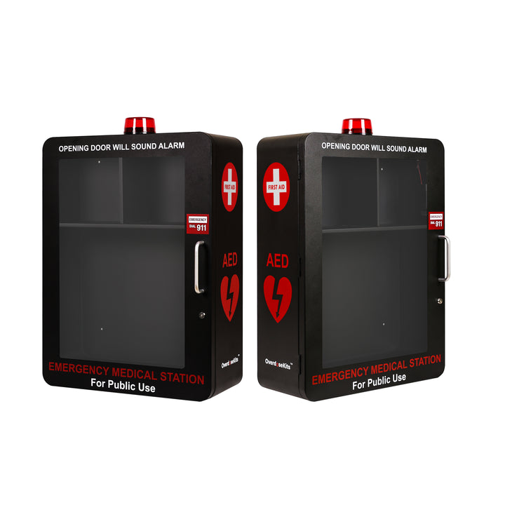 Emergency Medical Station Wall Mount Cabinet Box | Storage for AED, Naloxone, Bleeding Control & First Aid Kits