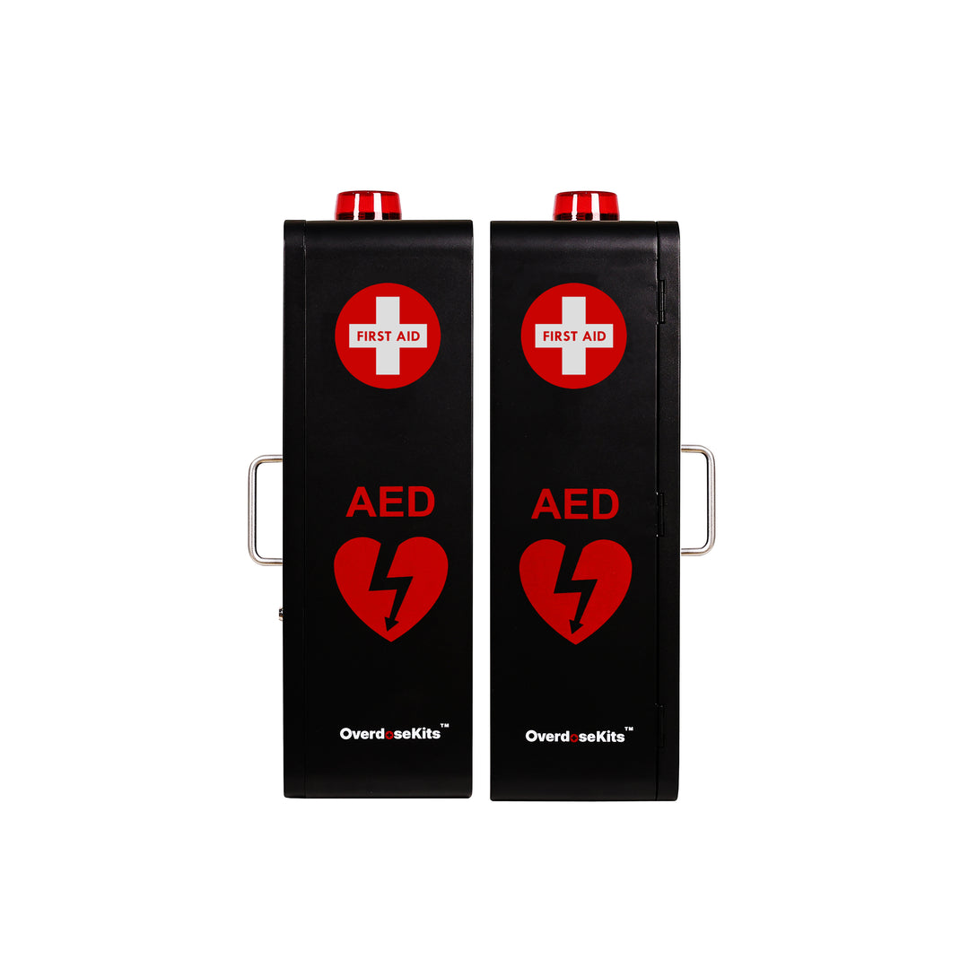 Emergency Medical Station Wall Mount Cabinet Box | Storage for AED, Naloxone, Bleeding Control & First Aid Kits