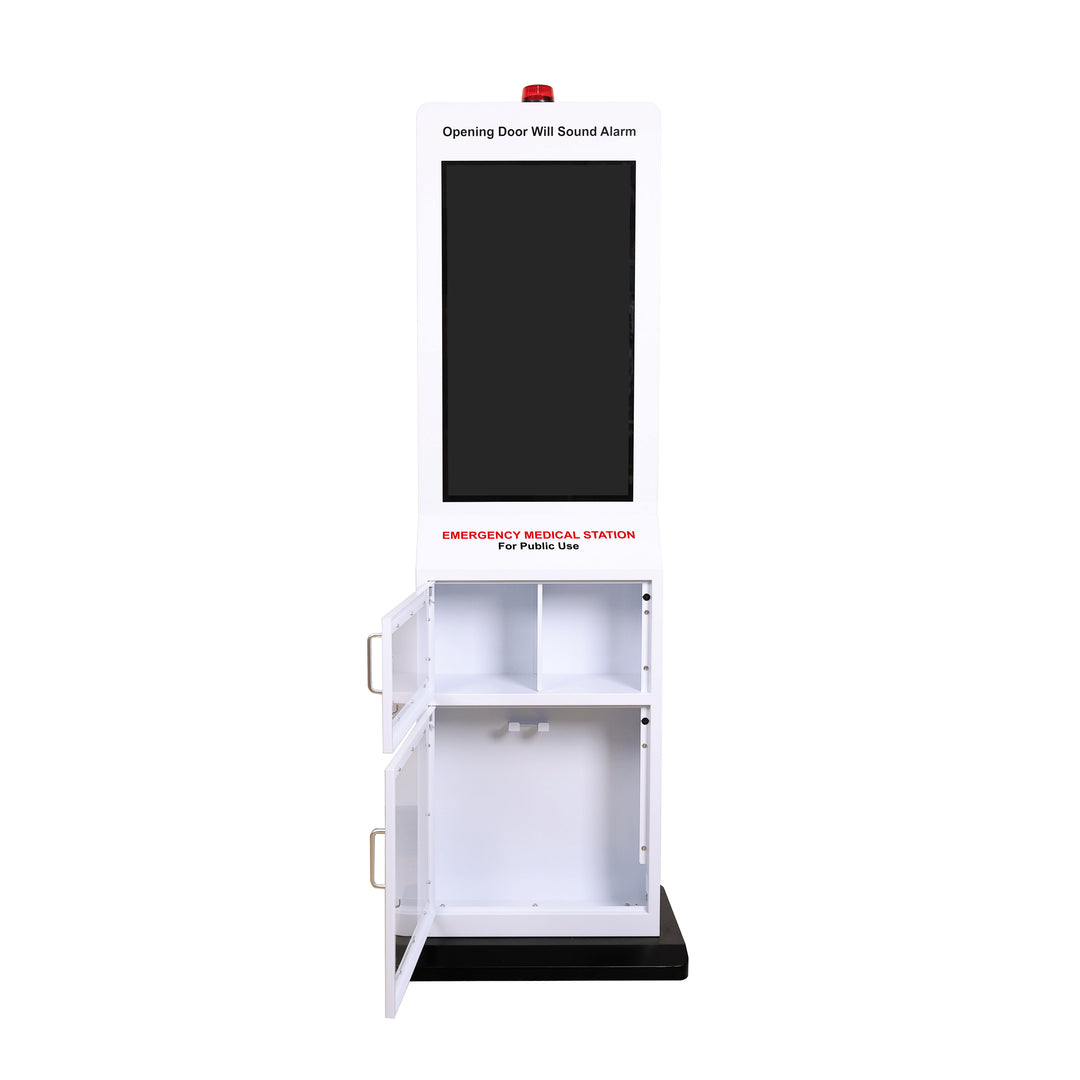 Emergency Medical Station with 32" Video Screen – Stores AED, Naloxone, Bleeding Control & First Aid Kits