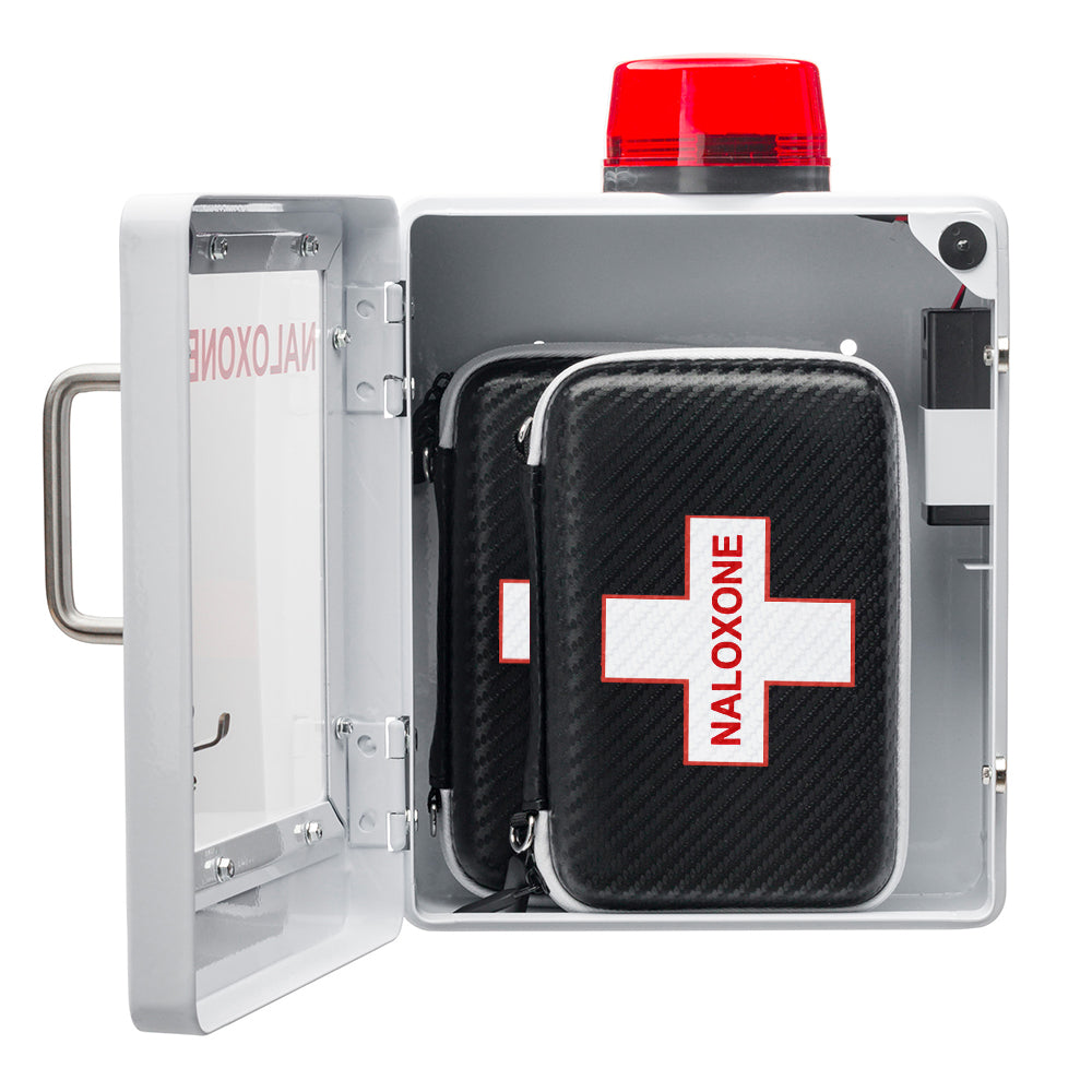 Naloxone Emergency Kit Wall Mount Cabinet Box | With Alarm & Lock | For Publicly Accessible Naloxone