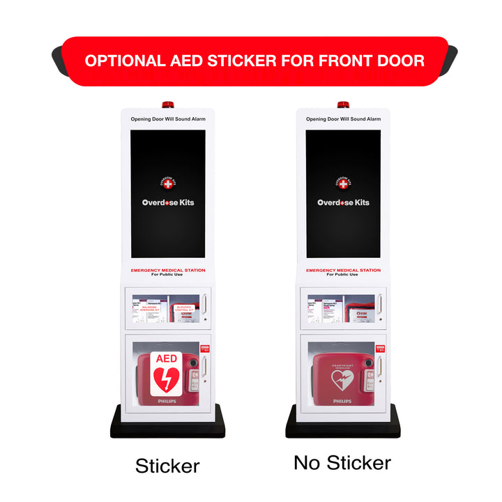 Emergency Medical Station with 32" Video Screen – Stores AED, Naloxone, Bleeding Control & First Aid Kits
