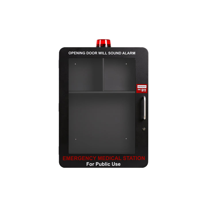 Emergency Medical Station Wall Mount Cabinet Box | Storage for AED, Naloxone, Bleeding Control & First Aid Kits