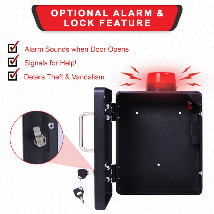 Naloxone Emergency Kit Wall Mount Cabinet Box | With Alarm & Lock | For Publicly Accessible Naloxone