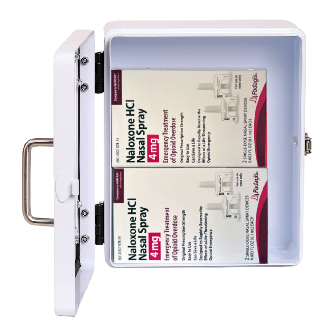 Outdoor Naloxone Emergency Kit Wall Mount Cabinet - No Alarm or Lock
