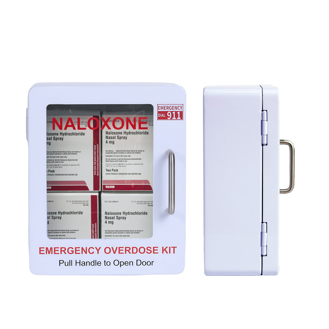 Naloxone Overdose Emergency Kit Wall Mount Cabinet Box - No Alarm or Lock