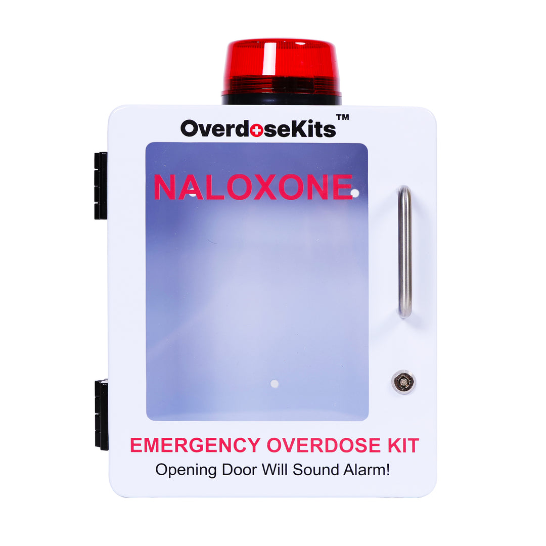 Naloxone Emergency Kit Wall Mount Cabinet Box | With Alarm & Lock | For Publicly Accessible Naloxone