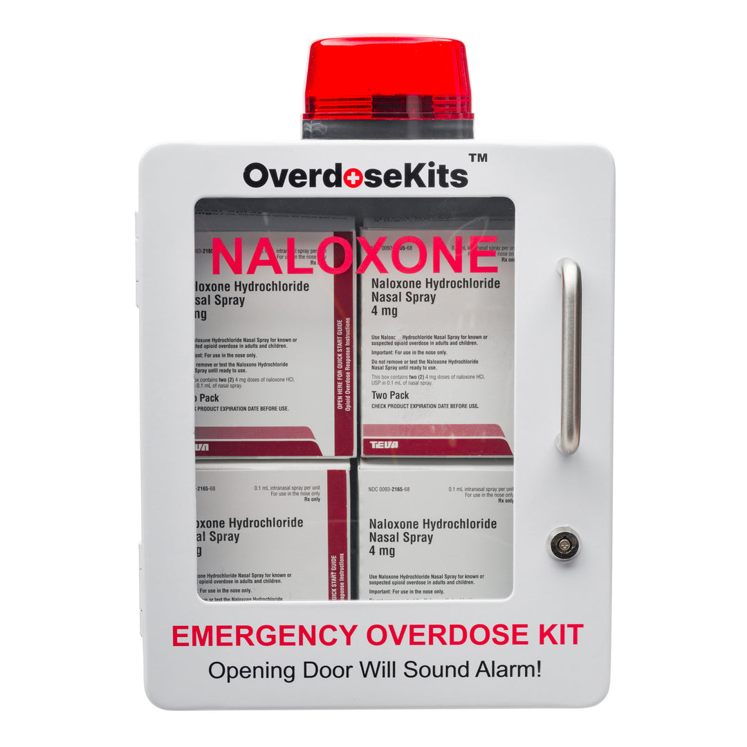 Naloxone Emergency Kit Wall Mount Cabinet Box | With Alarm & Lock | For Publicly Accessible Naloxone