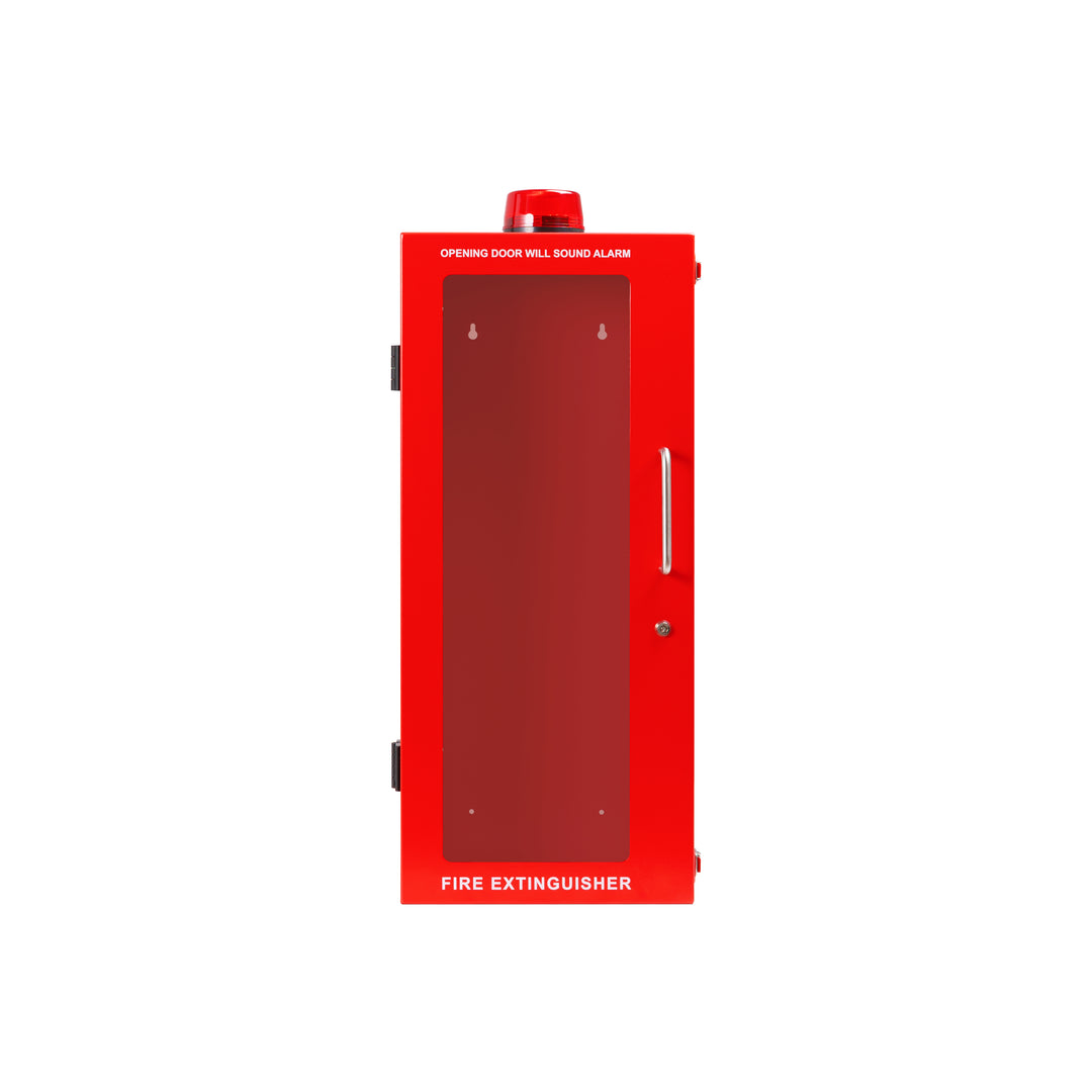 Outdoor Fire Extinguisher Cabinet | Wall & Surface Mount | Holds 10 lb and 20 Pound Extinguishers | Optional Alarm & Lock | Fire Safety Instructions Included