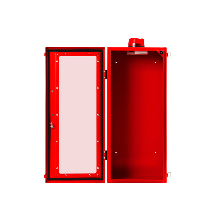 Outdoor Fire Extinguisher Cabinet | Wall & Surface Mount | Holds 10 lb and 20 Pound Extinguishers | Optional Alarm & Lock | Fire Safety Instructions Included