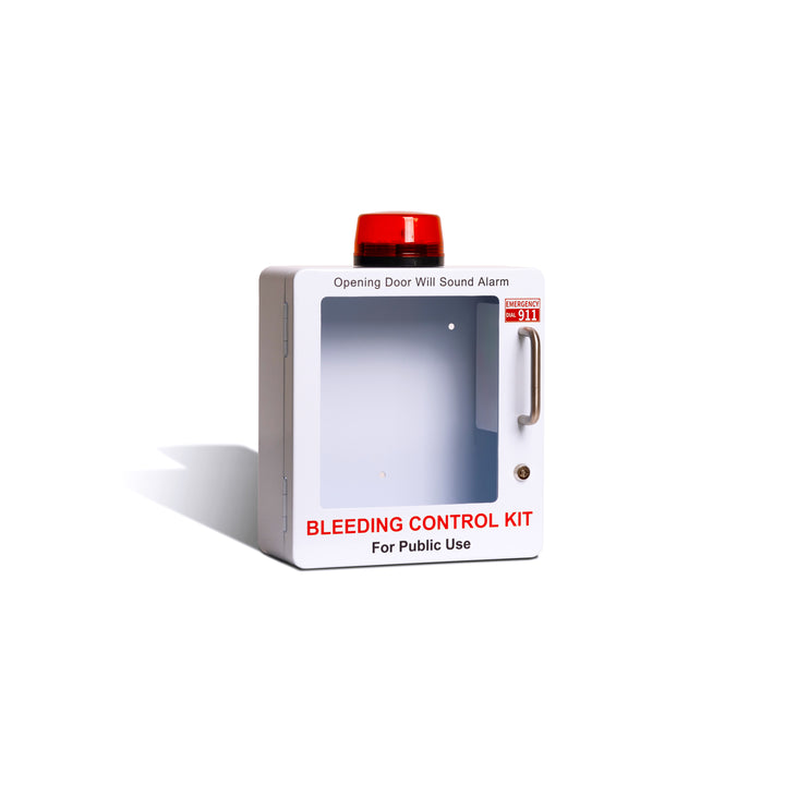 STOP THE BLEED Trauma Bleeding Control Kit + Emergency Wall Mount Cabinet