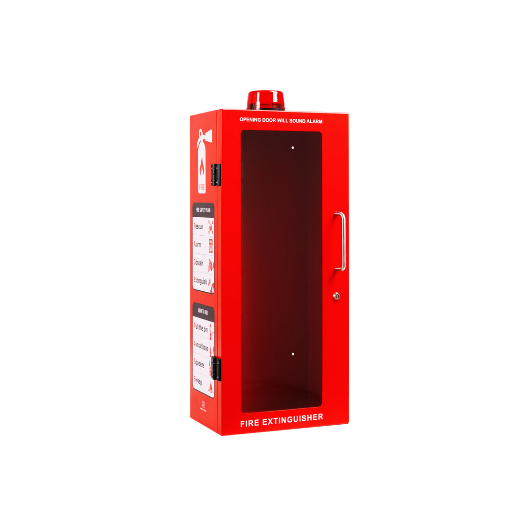 Outdoor Fire Extinguisher Cabinet | Wall & Surface Mount | Holds 10 lb and 20 Pound Extinguishers | Optional Alarm & Lock | Fire Safety Instructions Included