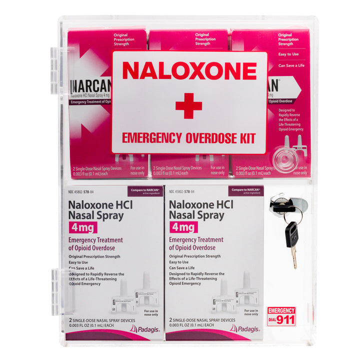 Naloxone & Bleeding Control Kit Emergency Wall Mount Cabinet (Clear)