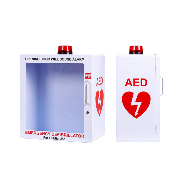 AED Defibrillator Wall Mount Cabinet | Optional Alarm & Lock | Durable Steel Frame | Fits All Brands of AED's for Public Spaces or Home