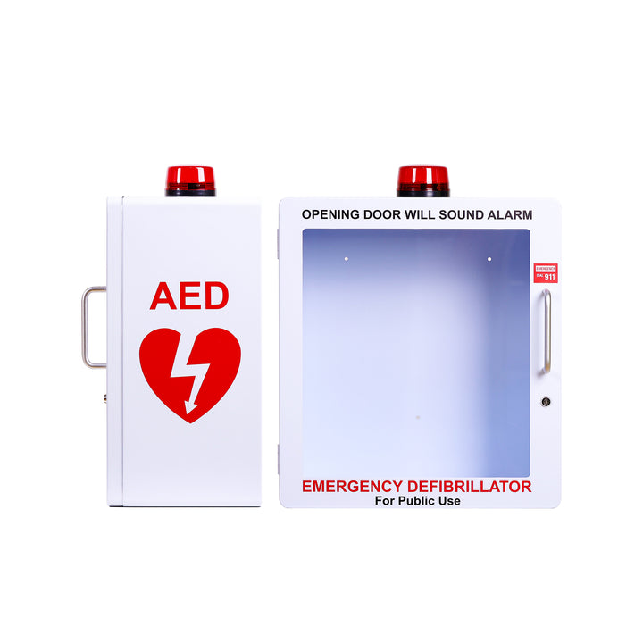 AED Defibrillator Wall Mount Cabinet | Optional Alarm & Lock | Durable Steel Frame | Fits All Brands of AED's for Public Spaces or Home