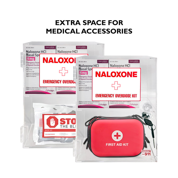 Naloxone & Bleeding Control Kit Emergency Wall Mount Cabinet (Clear)