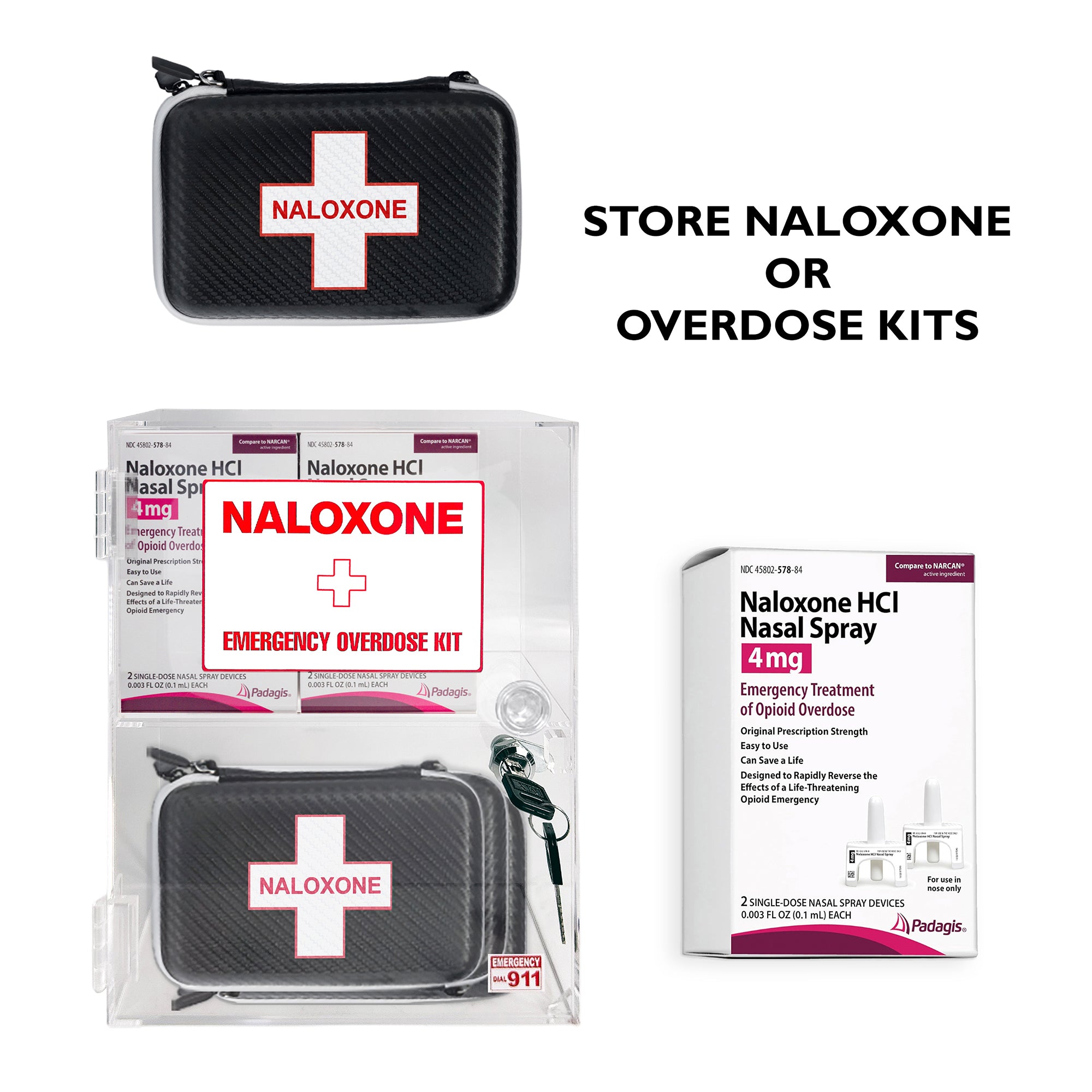 ▷ Naloxone & Bleeding Control Wall Cabinet – Clear & Lockable