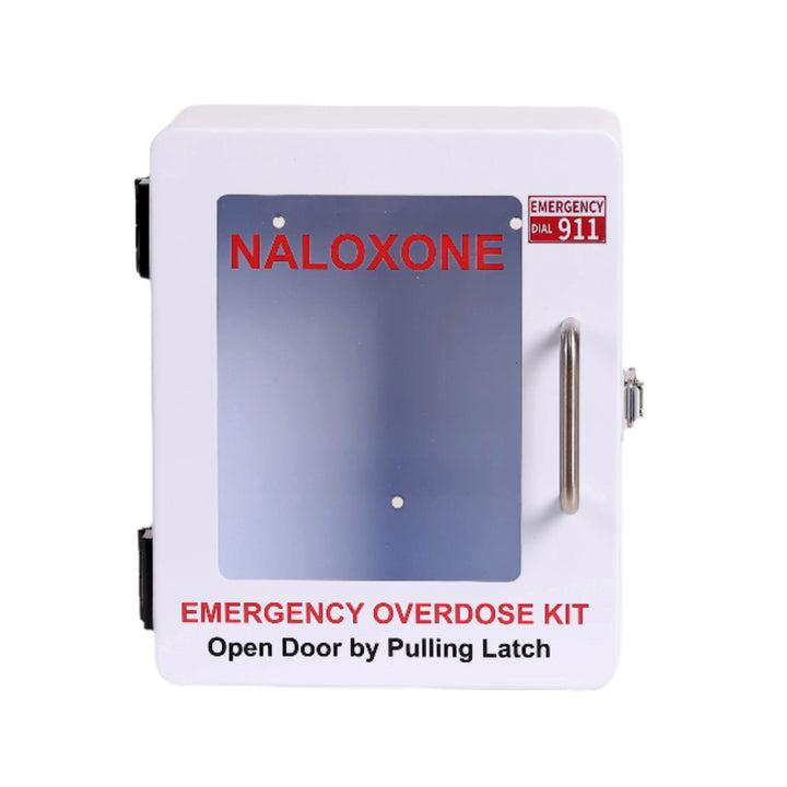 Outdoor Naloxone Overdose Emergency Kit Cabinet - 100% Waterproof - Wall Mounts  (No Alarm or Lock, White)