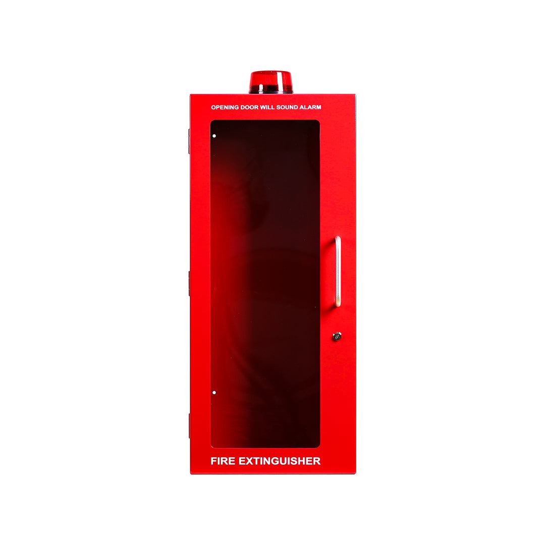 Fire Extinguisher Cabinet | Wall & Surface Mount | Holds up to 10 lb Extinguishers | Optional Alarm & Lock | Fire Safety Instructions Included