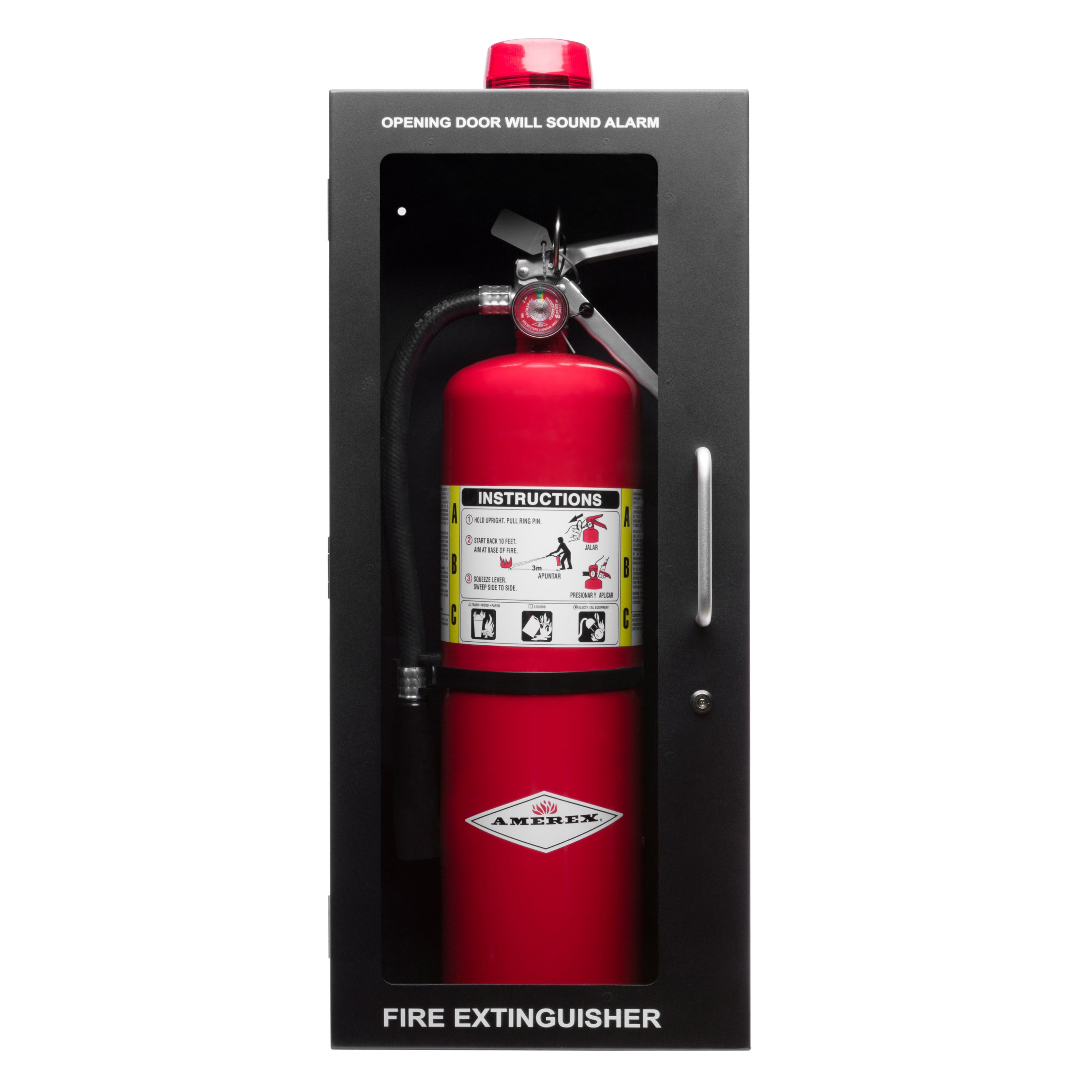 Fire Extinguisher Cabinet | Wall & Surface Mount | Holds 2.5 pound, 5 lb or  10 lb Extinguishers | Optional Alarm & Lock | Fire Safety Instructions ...