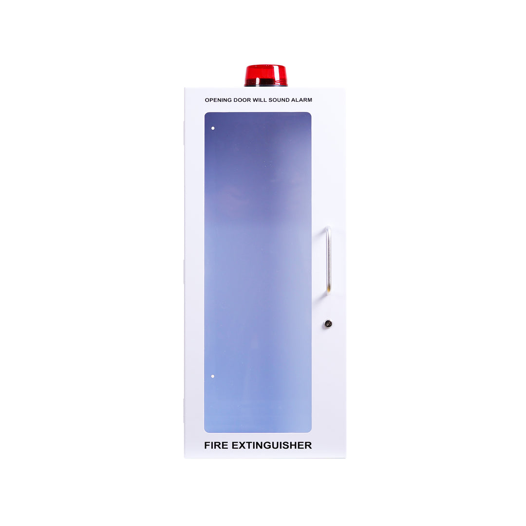 Fire Extinguisher Cabinet | Wall & Surface Mount | Holds up to 10 lb Extinguishers | Optional Alarm & Lock | Fire Safety Instructions Included