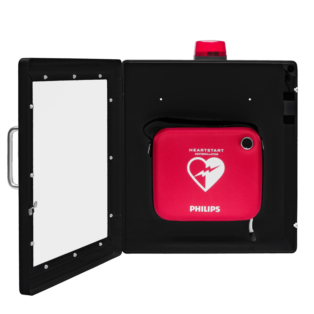 AED Defibrillator Wall Mount Cabinet | Optional Alarm & Lock | Durable Steel Frame | Fits All Brands of AED's for Public Spaces or Home