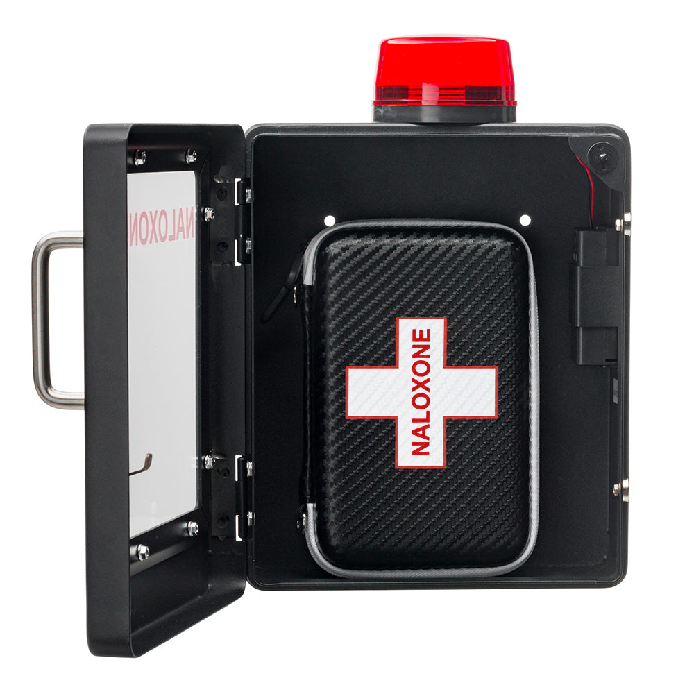 Naloxone Overdose Emergency Kit Cabinet - Designed for Wall Mount & Public Access (Optional Alarm & Lock)