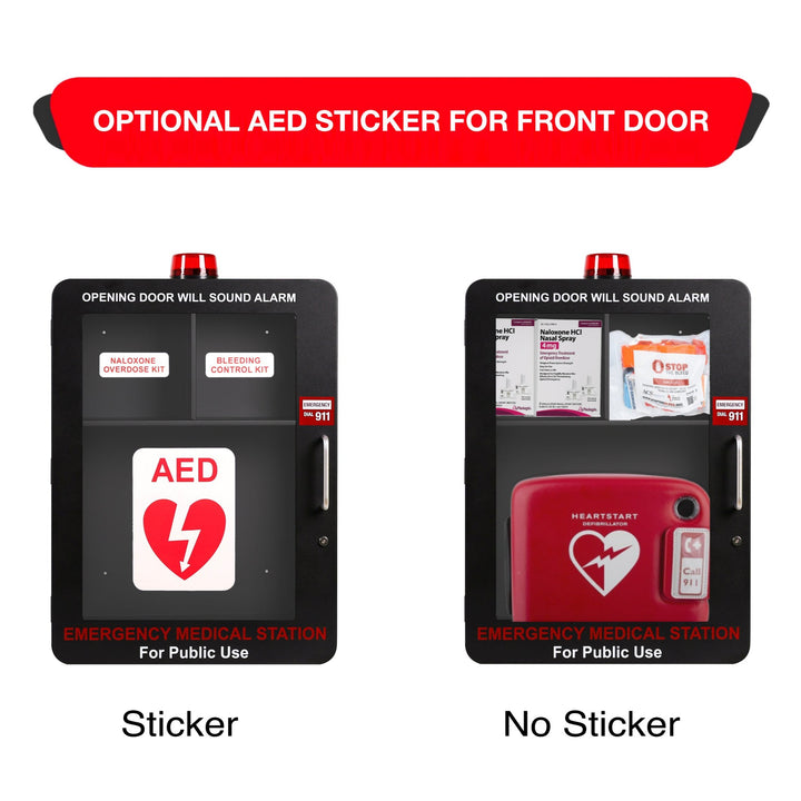 Emergency Medical Station | AED & Naloxone Wall Mount Cabinet Designed to Store AED's, Naloxone Overdose Kits, Bleeding Control Kits & First Aid Kits for Public Spaces