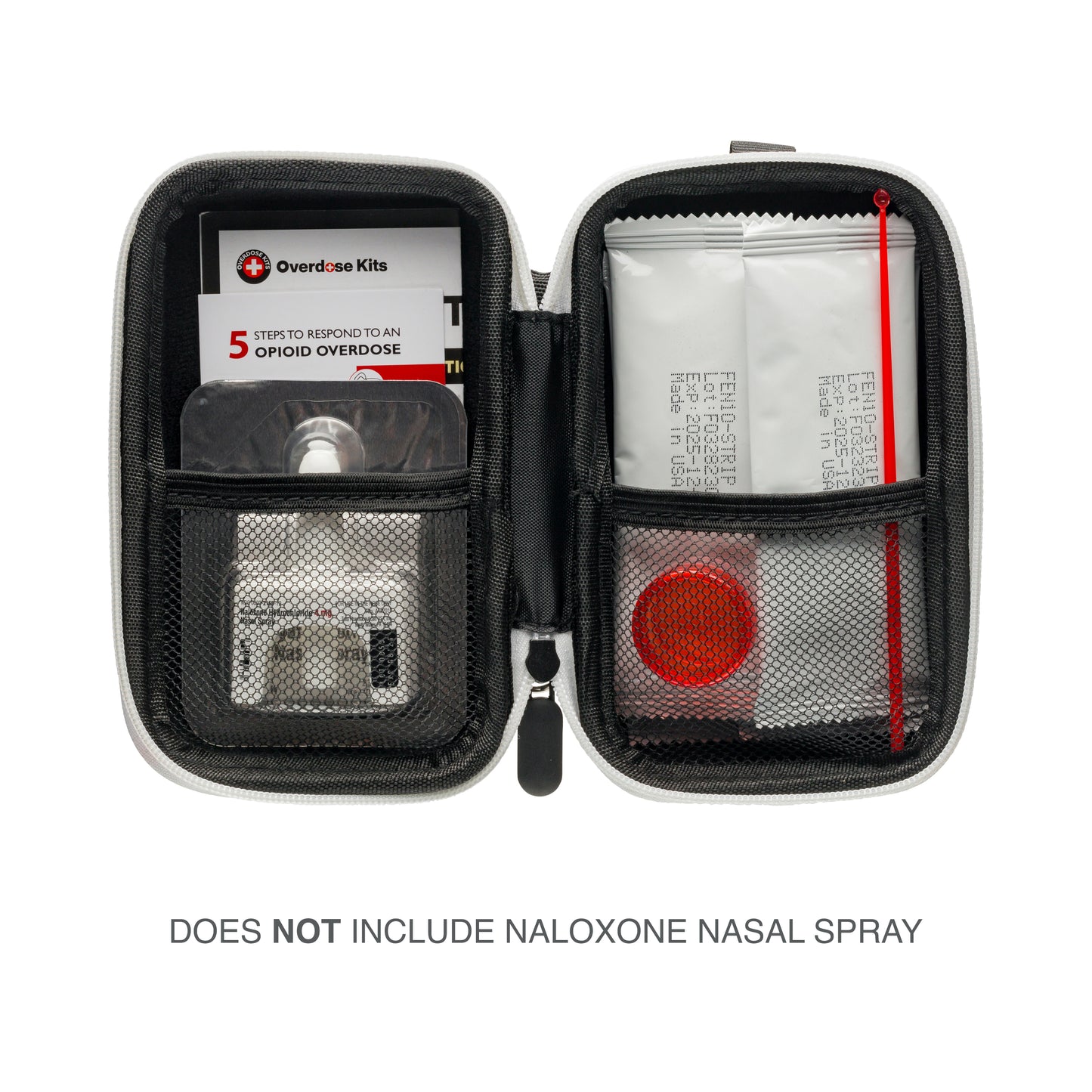 Fentanyl Test Strip Opioid Overdose Prevention Kit - Includes 5 Fentanyl Test Strips, Hardshell Case, Mixing Container, 10mg Spoon and Instructions