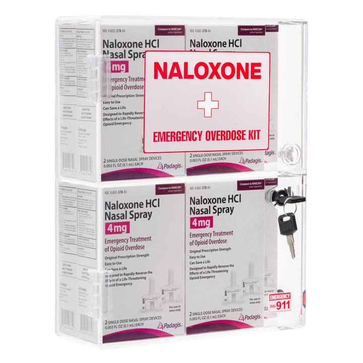 Naloxone & Bleeding Control Kit Emergency Wall Mount Cabinet (Clear)