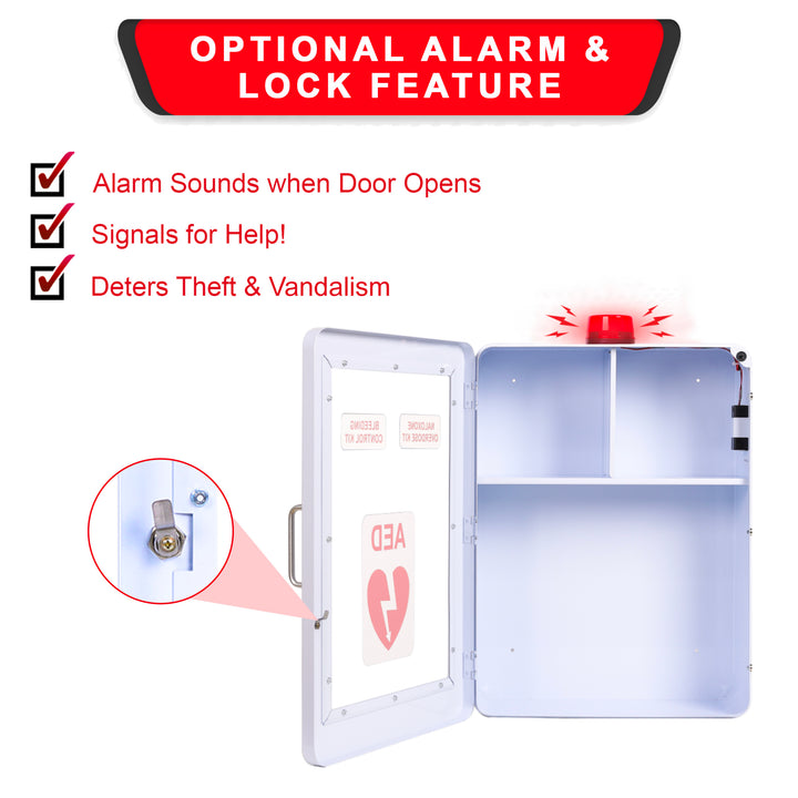 Emergency Medical Station | AED & Naloxone Wall Mount Cabinet Designed to Store AED's, Naloxone Overdose Kits, Bleeding Control Kits & First Aid Kits for Public Spaces