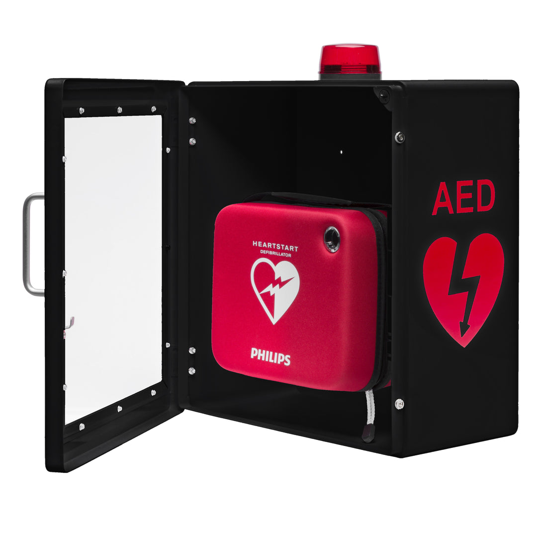 AED Defibrillator Wall Mount Cabinet | Optional Alarm & Lock | Durable Steel Frame | Fits All Brands of AED's for Public Spaces or Home