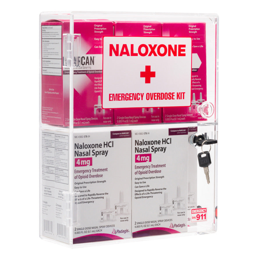 Naloxone & Bleeding Control Kit Emergency Wall Mount Cabinet (Clear)