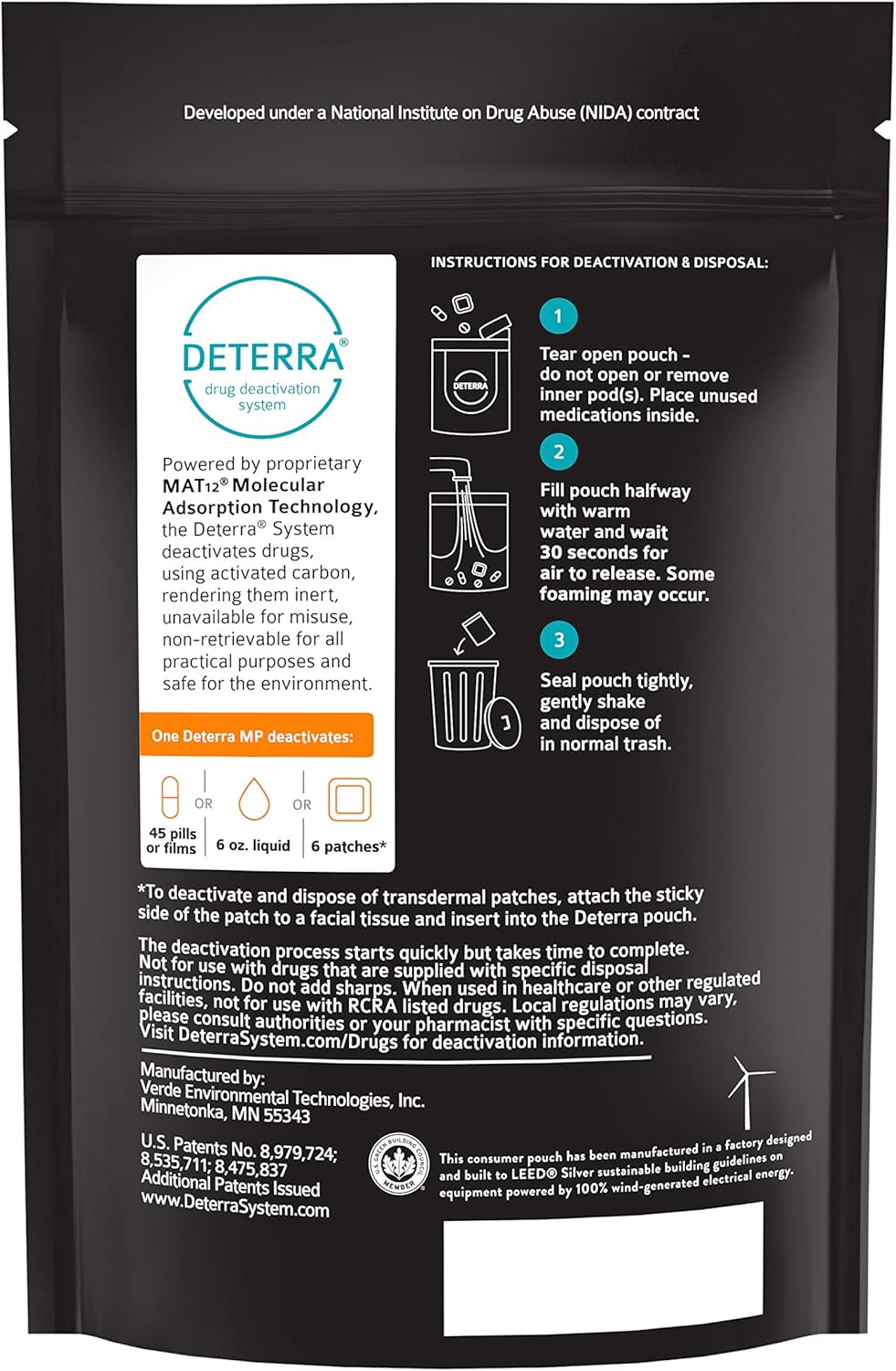 Drug Deactivation Disposal System - Deterra Safe Medication, Pill, and Liquid Destroyer