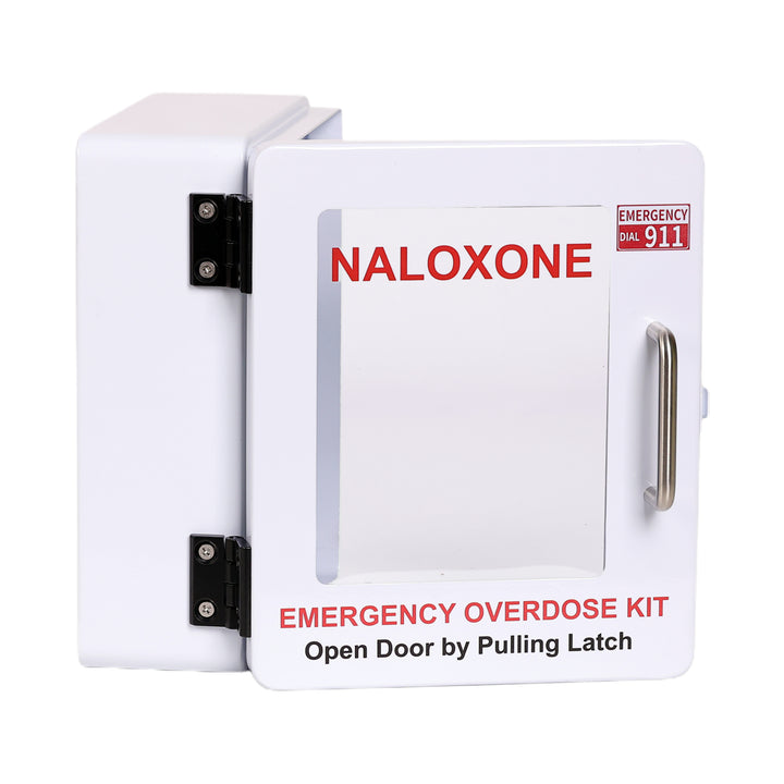 Outdoor Naloxone Overdose Emergency Kit Cabinet - 100% Waterproof - Wall Mounts  (No Alarm or Lock, White)