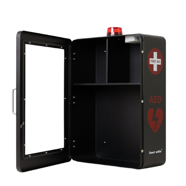 Emergency Medical Station Wall Mount Cabinet Box | Storage for AED, Naloxone, Bleeding Control & First Aid Kits