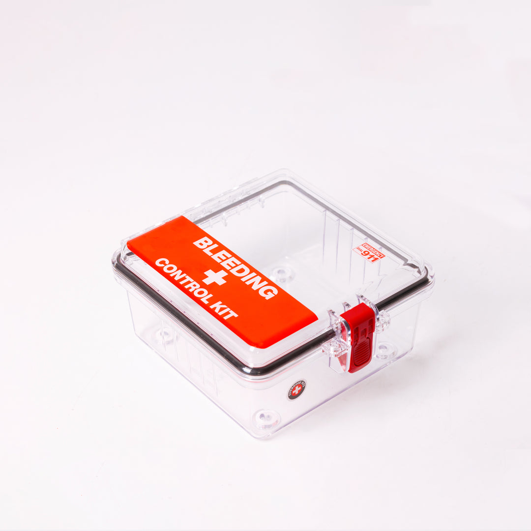 STOP THE BLEED Trauma Bleeding Control Kit + Emergency Outdoor Wall Mount Cabinet