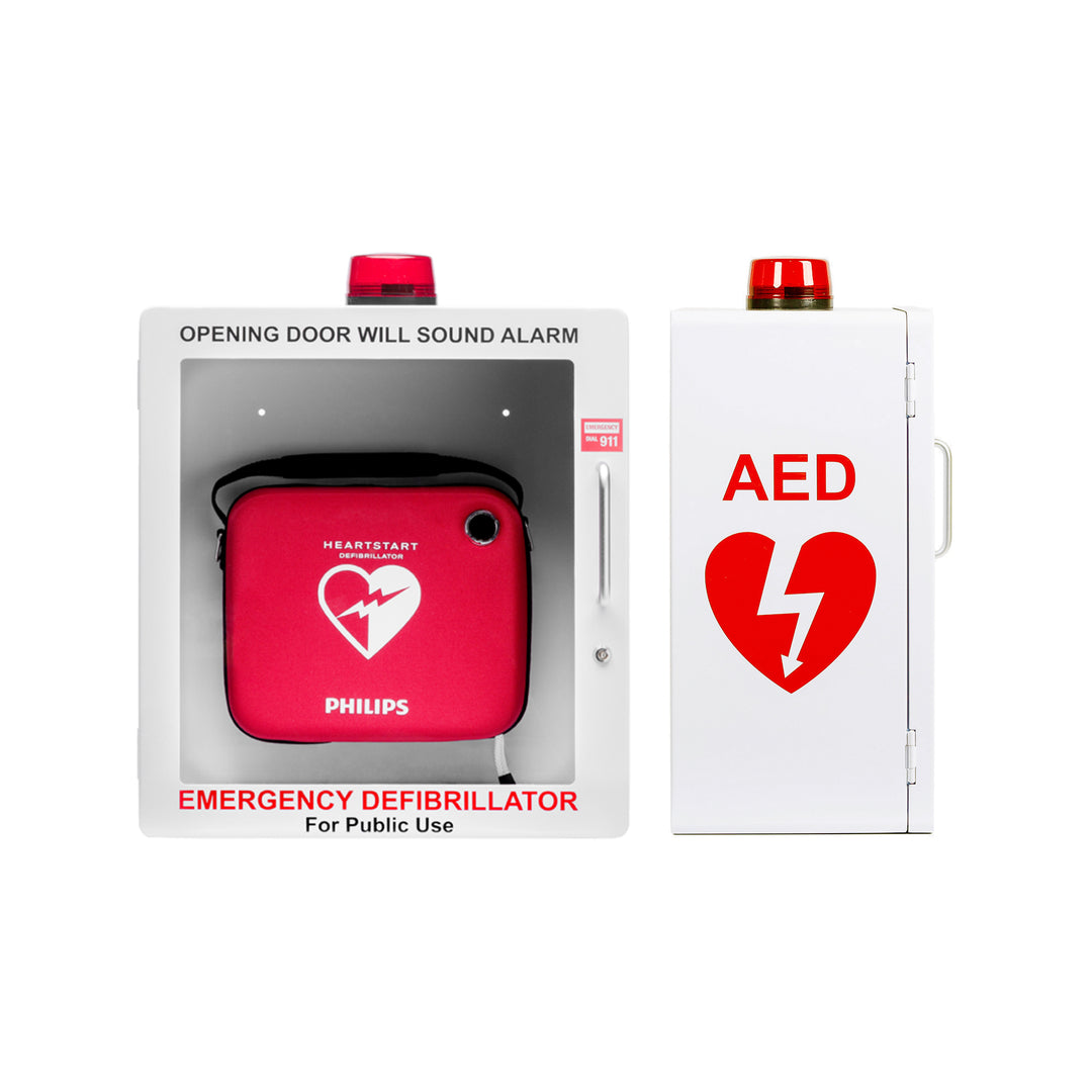 AED Defibrillator Wall Mount Cabinet - Alarm & Lock / White-Alarm & Lock / Black -  18