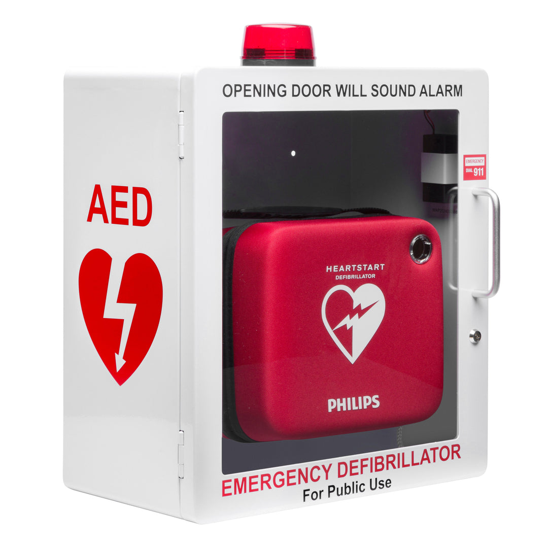AED Defibrillator Wall Mount Cabinet - Alarm & Lock / White-Alarm & Lock / Black -  7