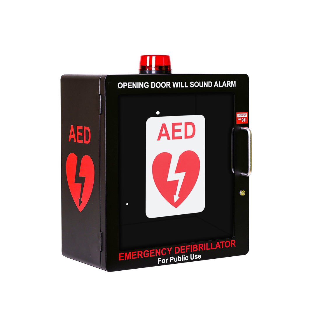 AED Defibrillator Wall Mount Cabinet - Alarm & Lock / White-Alarm & Lock / Black -  30