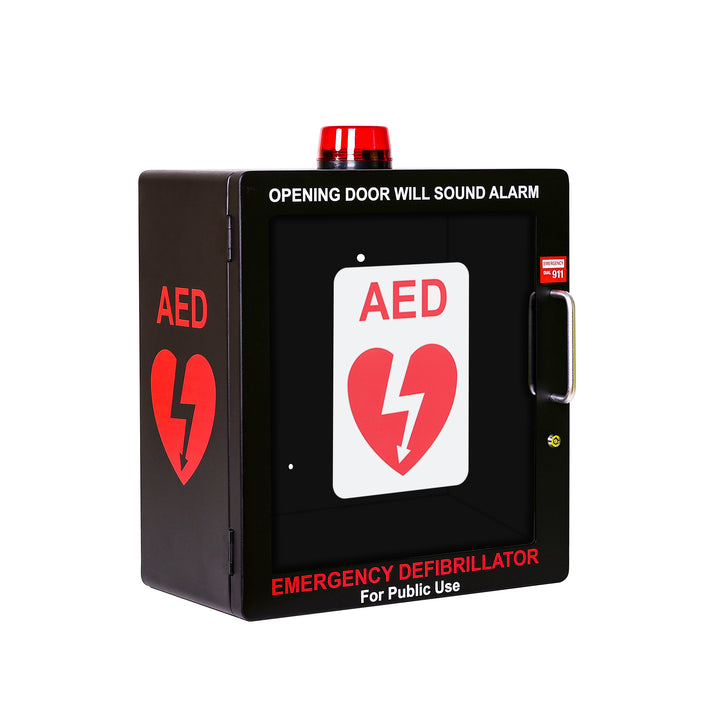 AED Defibrillator Wall Mount Cabinet - Alarm & Lock / White-Alarm & Lock / Black -  30