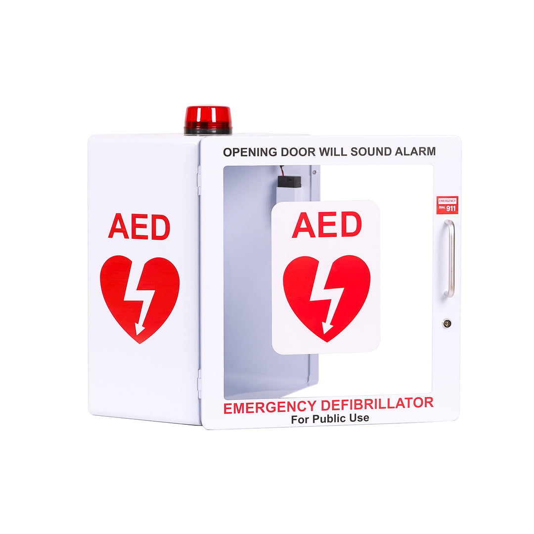 AED Defibrillator Wall Mount Cabinet - Alarm & Lock / White-Alarm & Lock / Black -  21