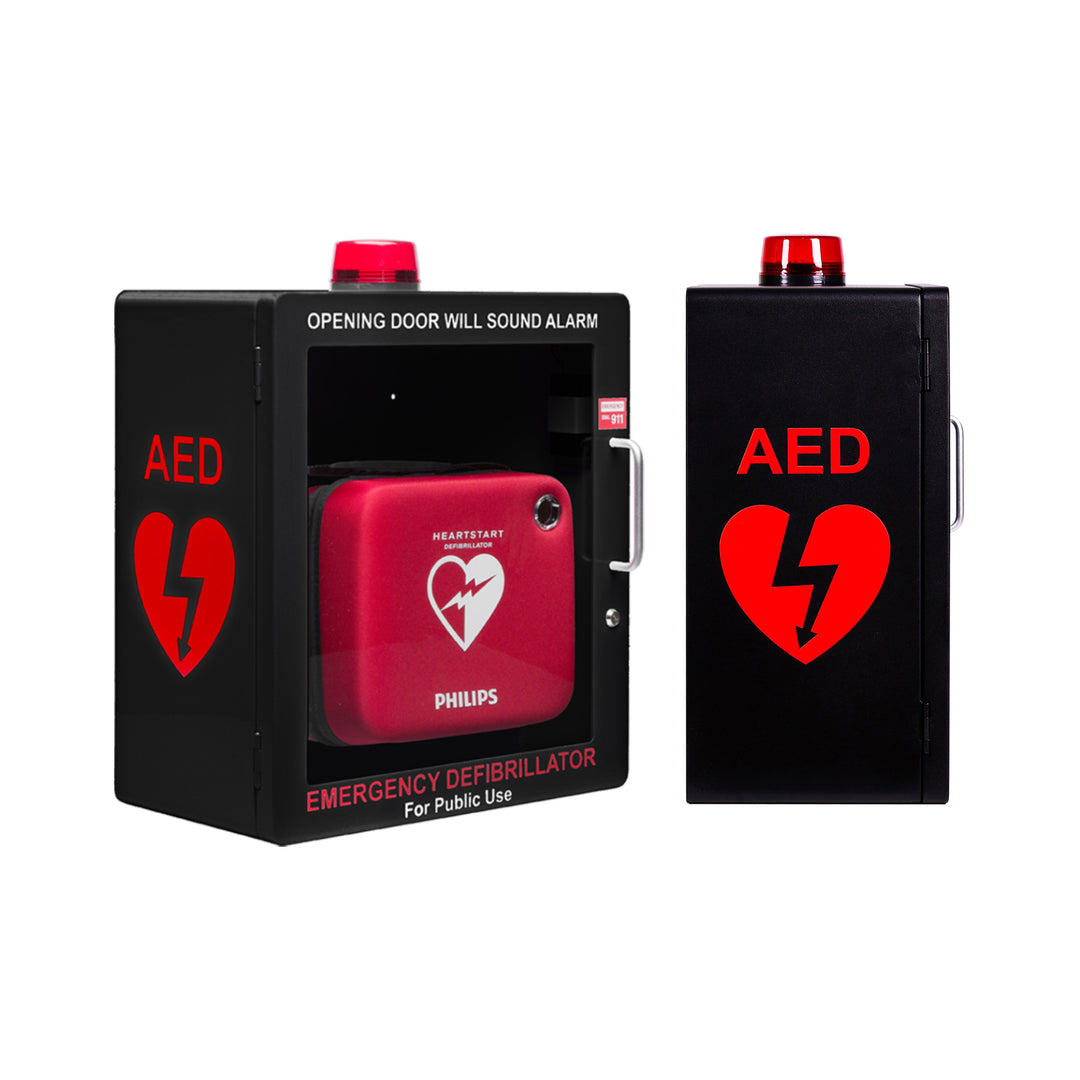 AED Defibrillator Wall Mount Cabinet - Alarm & Lock / White-Alarm & Lock / Black -  22