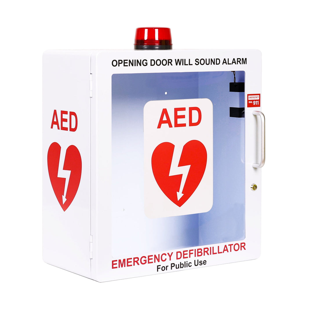 AED Defibrillator Wall Mount Cabinet - Alarm & Lock / White-Alarm & Lock / Black -  12