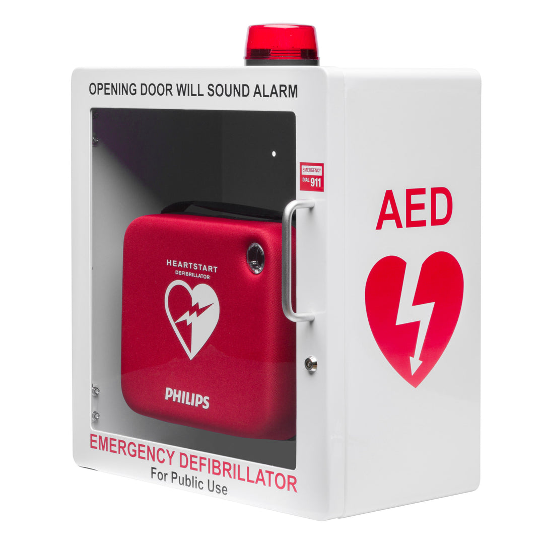 AED Defibrillator Wall Mount Cabinet - Alarm & Lock / White-Alarm & Lock / Black -  8