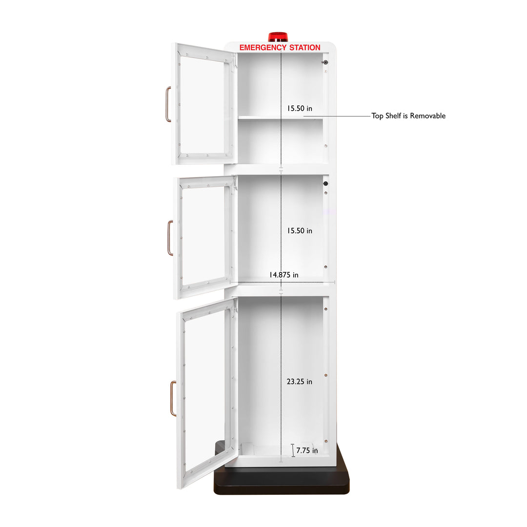 All-in-One Emergency Safe Station Floor Stand – AED, Naloxone, First Aid & Fire Storage - White / Standard (Indoor & Outdoor Use)-White / Heating Included -  7